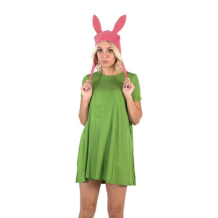 Bob's Burgers Louise Hat with Green Dress Costume Set (X-Large)