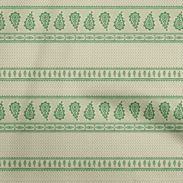 oneOone Cotton Silk Beige Fabric Asian Paisley Block Sewing Craft Projects Fabric Prints By Yard 42 Inch Wide