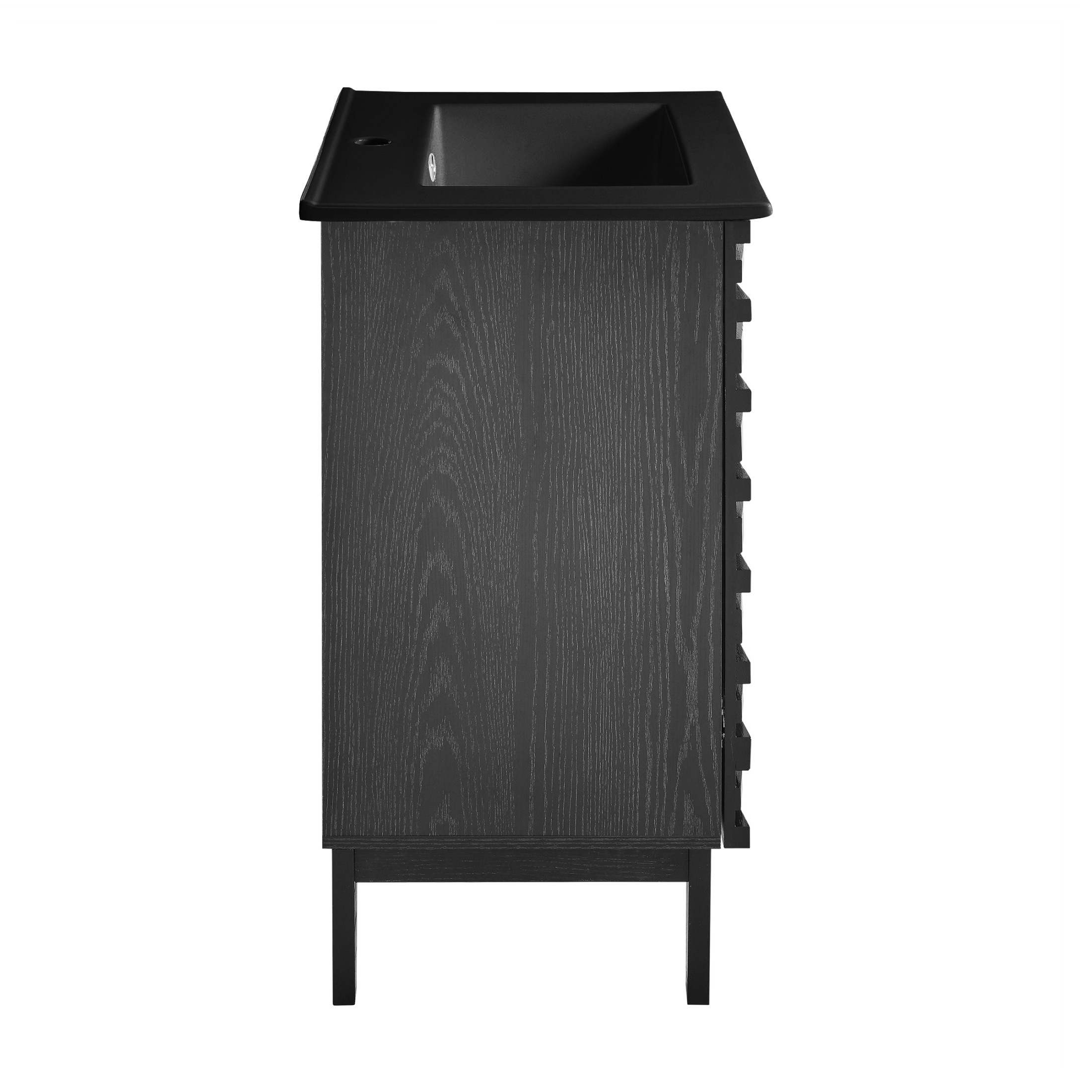 Cascade 24 in. Black Oak Bathroom Vanity With Black Ceramic Sink