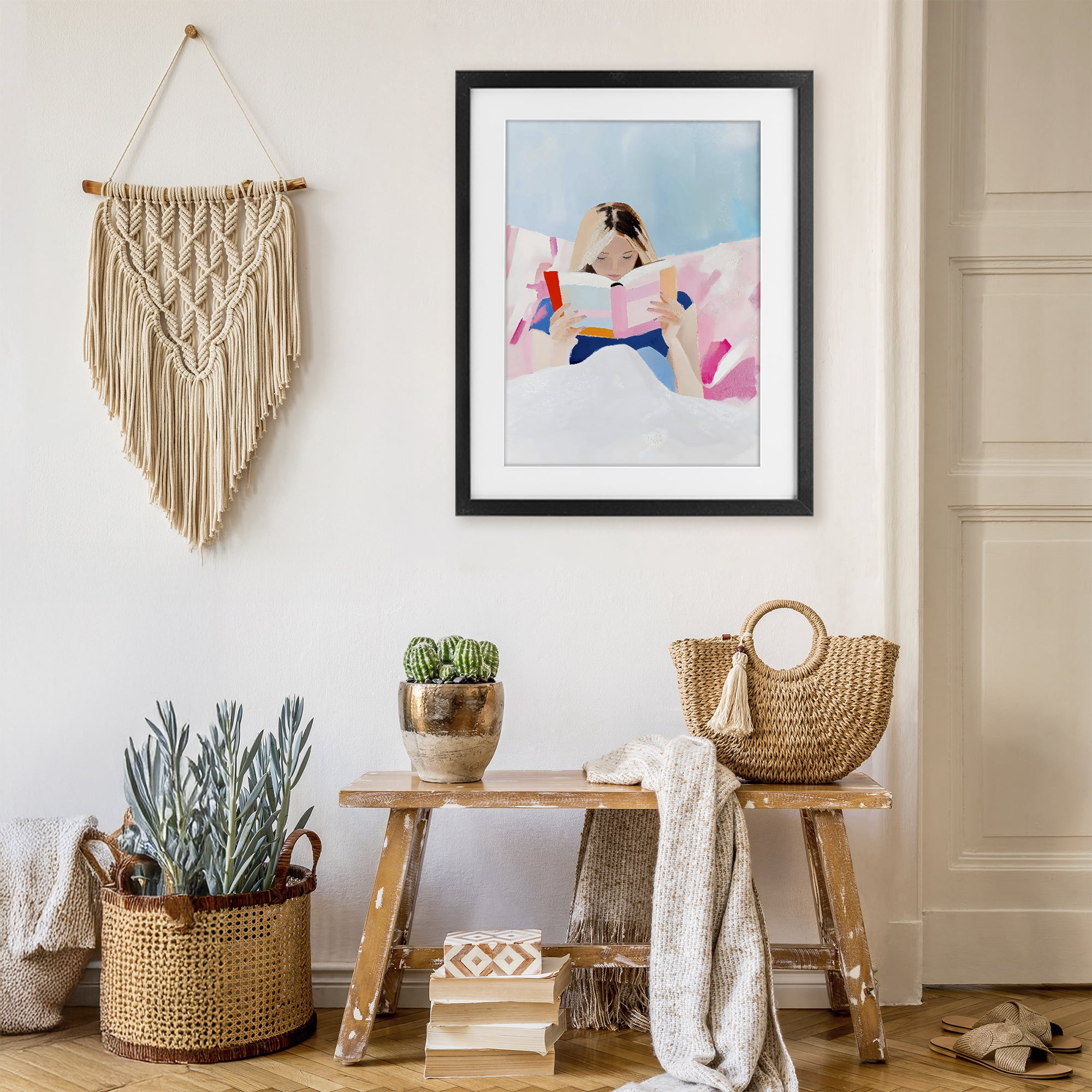 Stupell Industries Cozy Reading In Bed Black Framed Print Under Glass, design by The Prints Vibe