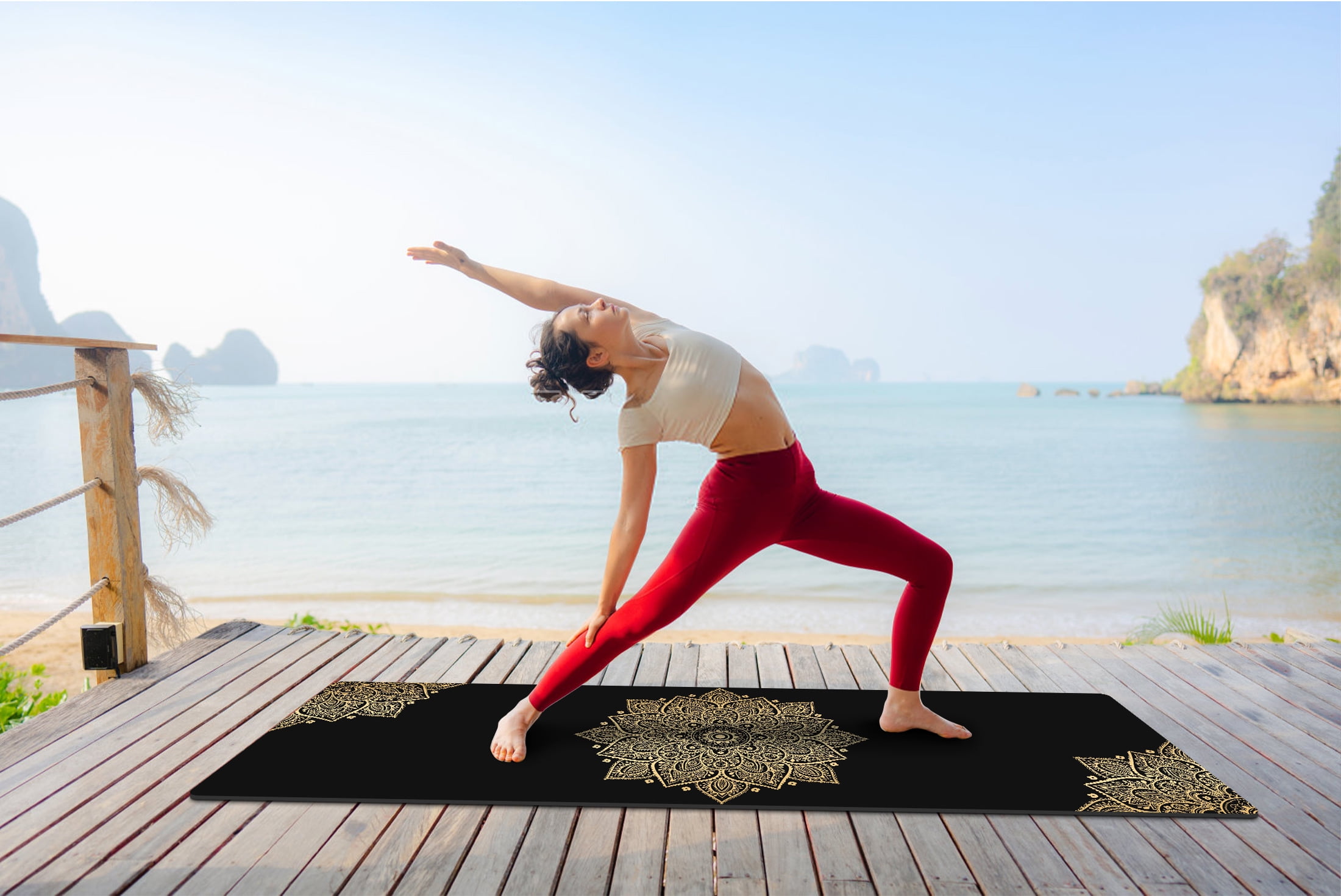 Zeronic Yoga Mat Premium Printing Non Slip Exercise & Fitness Mat for All Types of Yoga, Pilates & Floor Workouts (72" x 24" x 6mm Thick)