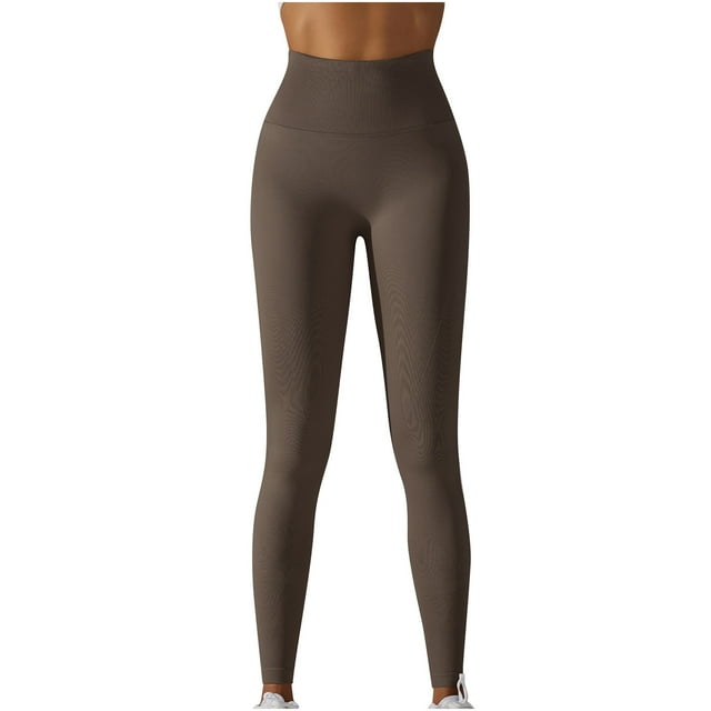 FAIWAD Womens Basic Yoga Leggings High Waist Ribbed Seamless Pants Slim Stretch Sports Workout Pants