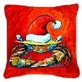 thumbnail image 2 of Carolines Treasures MW1169PW1818 Crab in Santa Hat Santa Claws Canvas Fabric Decorative Pillow  18H x18W multicolor, 2 of 2