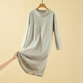thumbnail image 2 of Aboser Womens Winter Fleece Nightgown with Built in Bras Loungewear Warm Long Sleeve Sleepshirts Solid Color Long Nightdress Casual Round Neck Sleep Gowns, 2 of 8