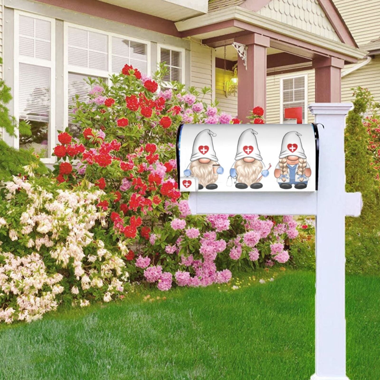 Logiee Nurse doctor gnome Print Post Letter Box Wrap Decor, Mailbox Cover Suitable for Standard Mailbox and Large Size Mailbox,Outdoor Yard Decoration-21x18 in