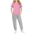 thumbnail image 2 of Girls Boys Summer Outfits Comfy Solid Color Casual Short Sleeve Round Neck T-Shirt + Pants 2 Pieces Tracksuits Sets with Pockets Pink 2 3-4 Years, 2 of 6