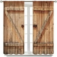 thumbnail image 4 of Barn Door Curtains, Wooden Rustic Village Farmhouse Western Country Farm Retro Woods Vintage Print Pattern Window Drapes for Living Room Bedroom Drape 2 Panel Set,52x84 Inch, 4 of 6