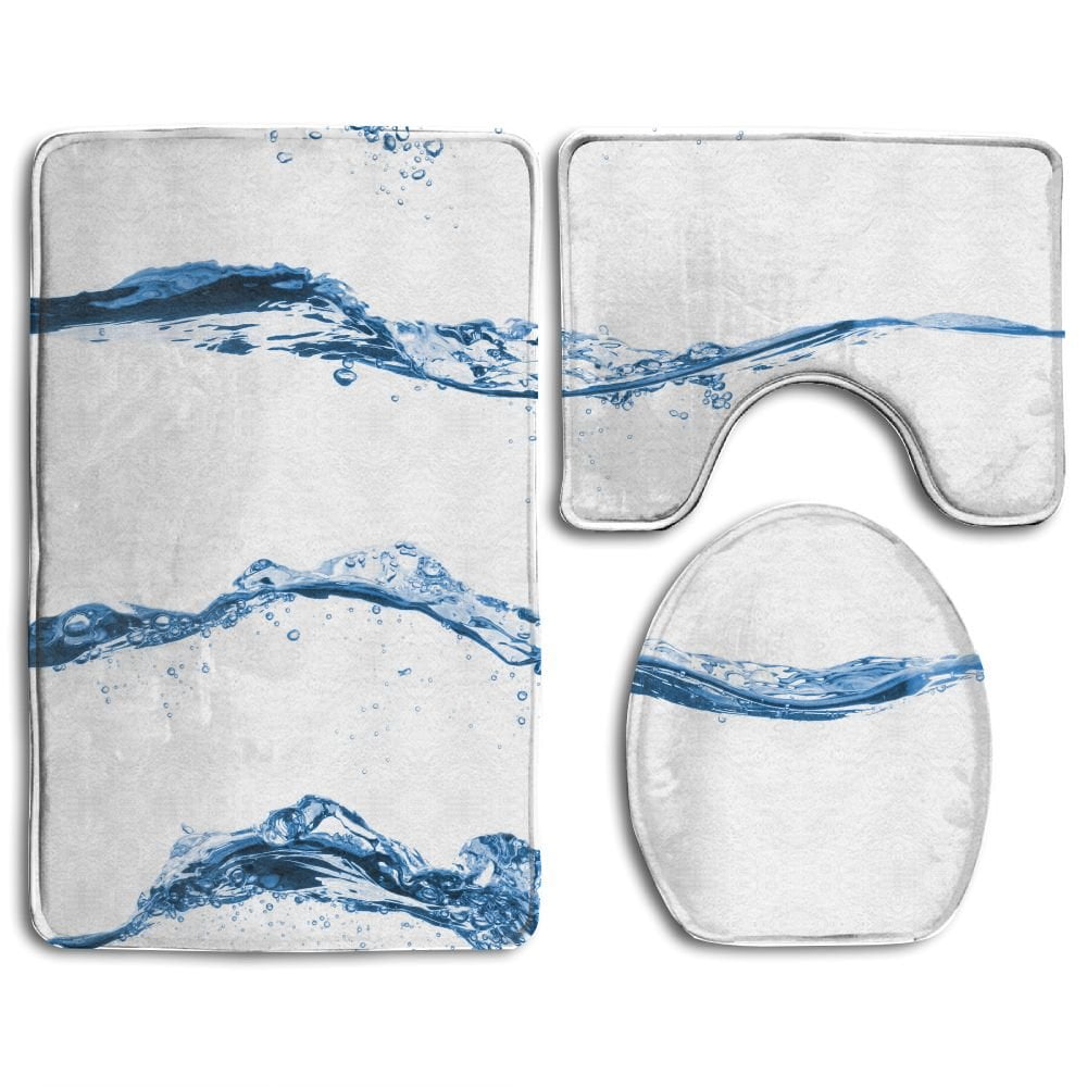 Erehome Set Water Splashing Isolated 3 Piece Bathroom Rugs Set Bath Rug Contour Mat And Toilet Lid Cover Walmart Canada