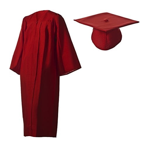 Academic Graduation Cap and Gown Matte Maroon Size 30 (3'6"-3'9")
