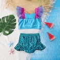 thumbnail image 3 of Bañador de sirena para niños, traje de baño con estampado de escamas de pescado, Bikini dividido, Fiesta en la piscina, playa y arena, Verano, 3 of 4