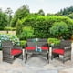 thumbnail image 2 of Juego de Muebles de Patio Costway Mimbre PE Tejido a Mano 4 Piezas con Cojines Rojo, 2 of 7