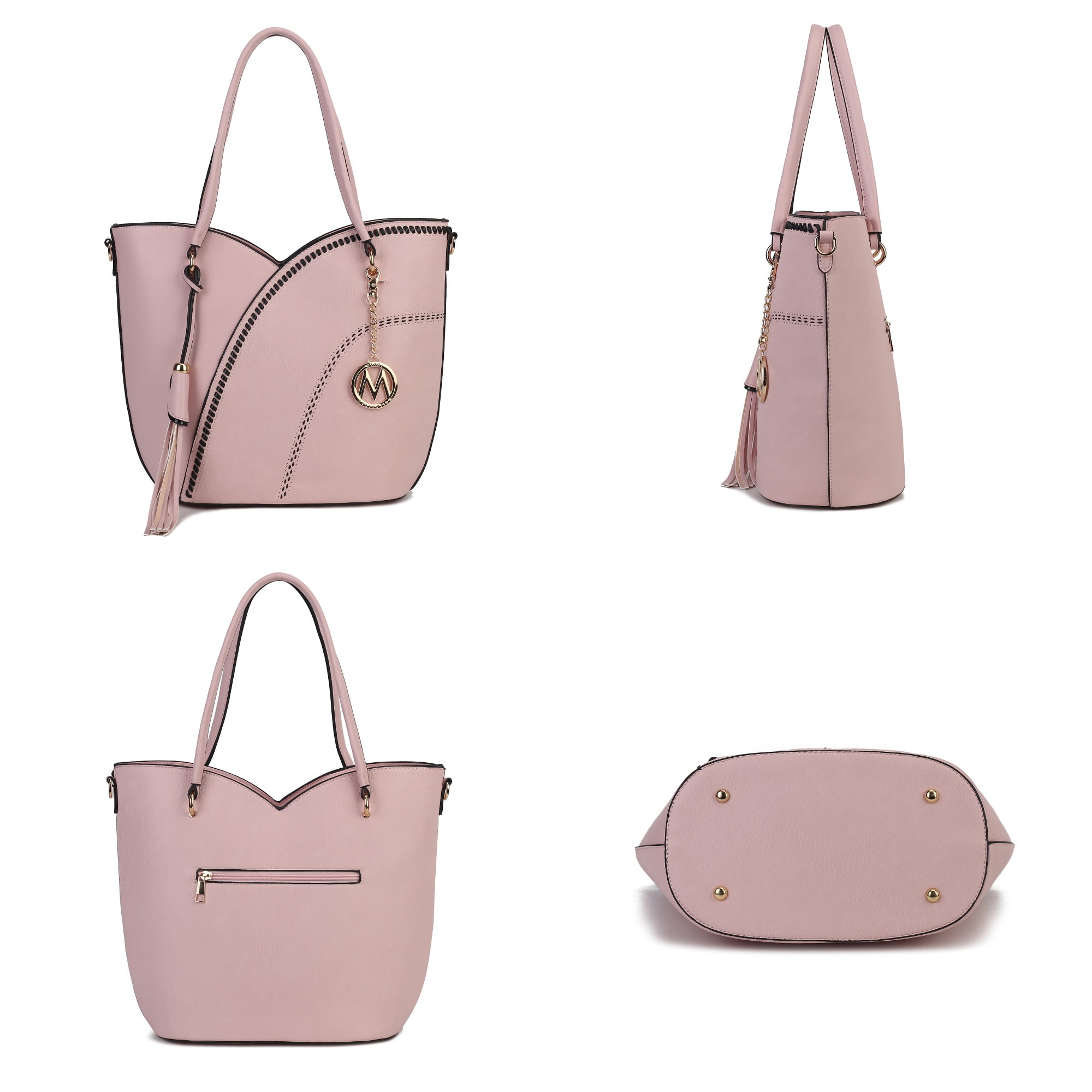 MKF Collection Imogene Women's Tote Bag with Wristlet Wallet, Vegan Leather Shoulder Bag Handbag Set by Mia K -Wine