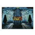 thumbnail image 1 of Outer Space Cutting Board, Space Ship Station Base Control Room Technology Elements Features Image, Decorative Tempered Glass Cutting and Serving Board, Small Size, Blue Black Orange, by Ambesonne, 1 of 1