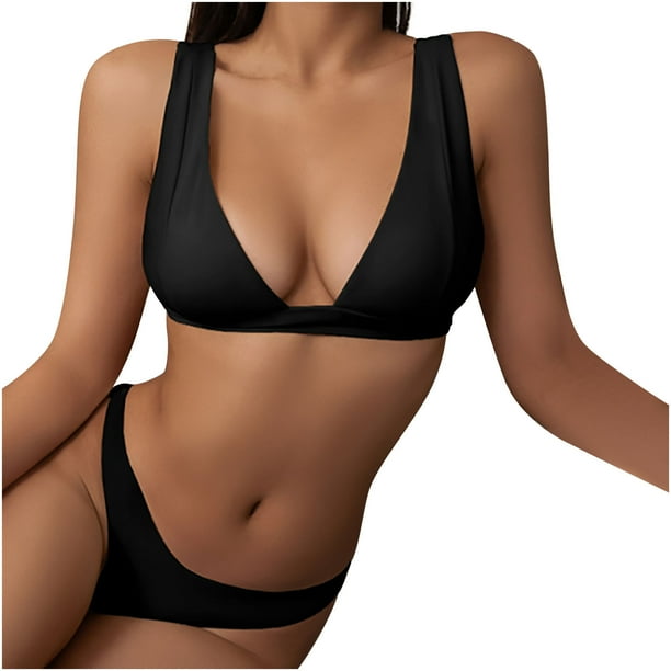 Women's Fashion Bikini Two Piece Filled Tankini Sport Bra and Thong Set