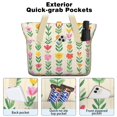 thumbnail image 2 of Tote Bag for Women - Pioneer Flower Shoulder Bag - Large Utility Work Duffle Bag with Zipper Handbag for Travel, Work, Sprots, 2 of 5