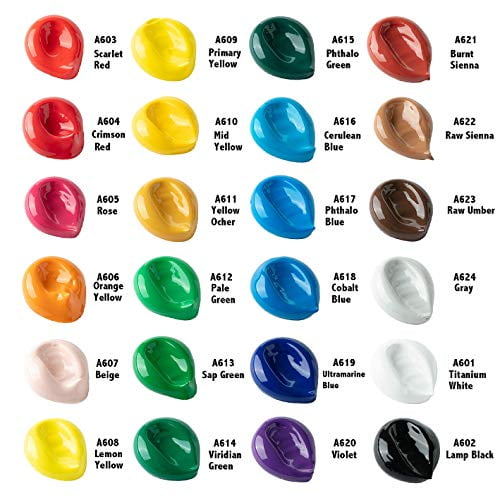 Craft Acrylic Paint, Set of 24 Colors(2 oz/Bottle), Water-Based, Non Toxic,  Non Fading, Waterproof, Acrylic Paint Kit for Artwork & DIY Projects on  Canvas, Wood, Glass, Clay, Fabric, Ceramic, Paper : 