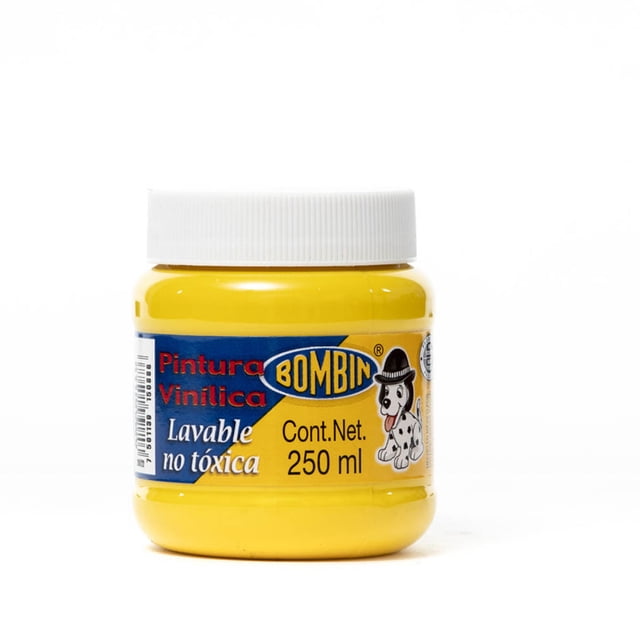 Pintura Vinílica Escolar Bombin 250ml Lavable Color Amarillo