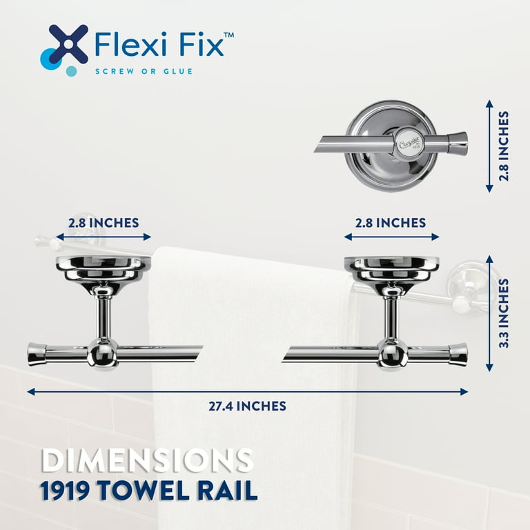 Croydex 1919 Flexi Fix Screw or Glue Wall Mounted Towel Bar Chrome 27.4in Walmart