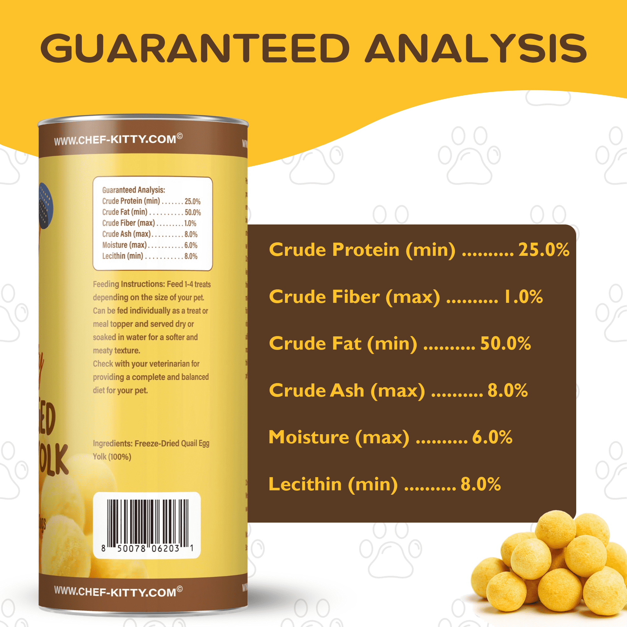 Freeze-Dried Raw Quail Egg Yolk for Dog & Cat Treats - 7.0 oz