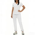 thumbnail image 5 of YOIAVAIOY Women's Stretch Jogger Scrub Sets Athletic Fit Medical Uniform Lightiweight Lounge Solid Casual Scrubs with 6 Pockets White M, 5 of 8