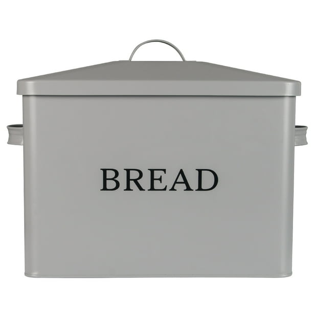 Extra Large Gray Bread box Vertical Vintage Metal Bread Bin With Lid