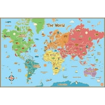 WallPops 24-in by 36-in Kids World Dry Erase Map Wall Decal