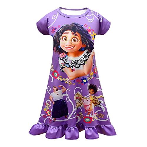 Little Girls Princess Nightgown Dress Toddler Printed Nightdress Sleepwear 120 5 6Y Purple Walmart