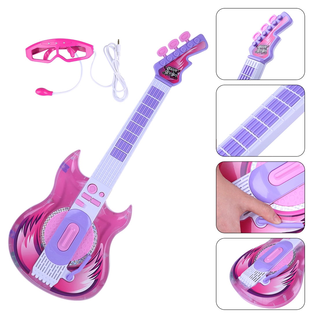 Childrens Toy Guitar Electronic Guitar Toy with Glasses Microphone Set Kids Gift 