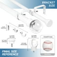 thumbnail image 3 of Urbanest Crystal Ball Flat Button 1" 5/8" Double Drapery Curtain Window Rod Set - 48" to 84", White, 3 of 6