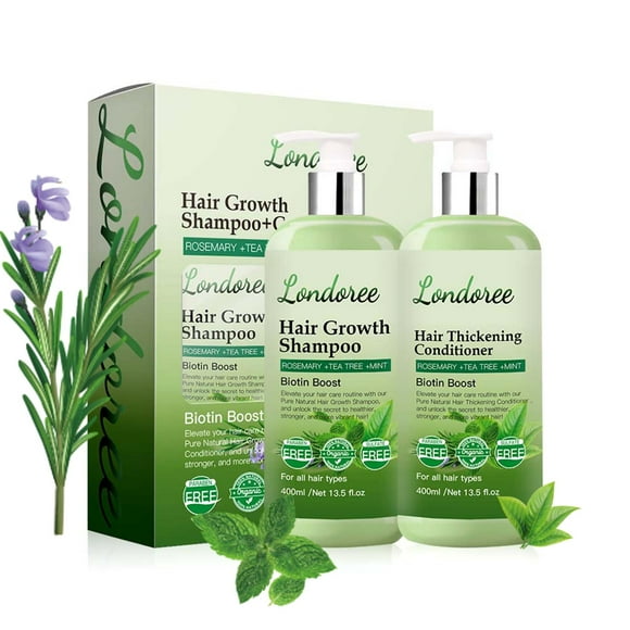 Rosemary Hair Growth Shampoo & Conditioner - Thickening & Re-Growth Formula for Men & Women,(400ml) Mint Strengthening Rosemary Set with Tea Tree For