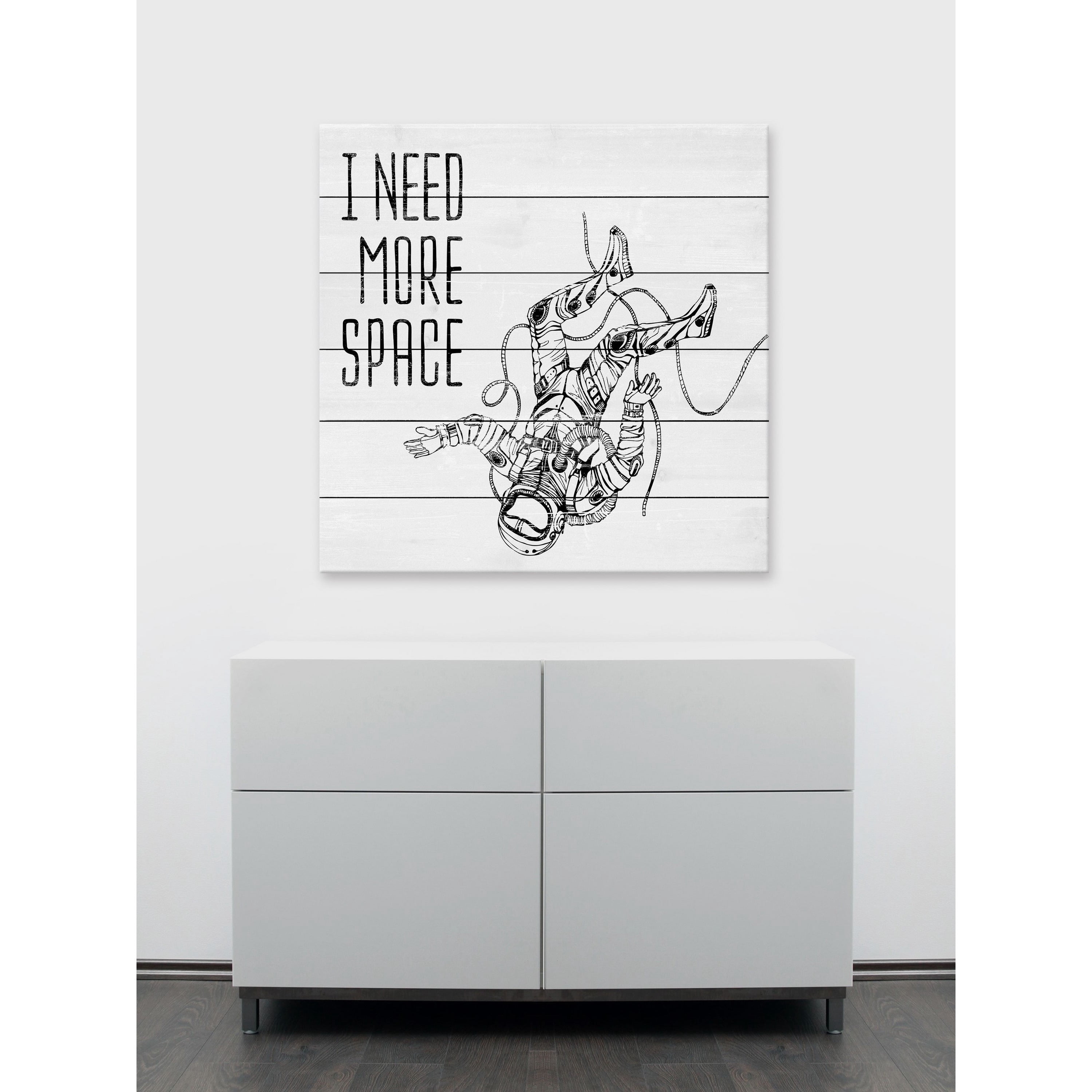 I Need More Space Painting Print on White Wood