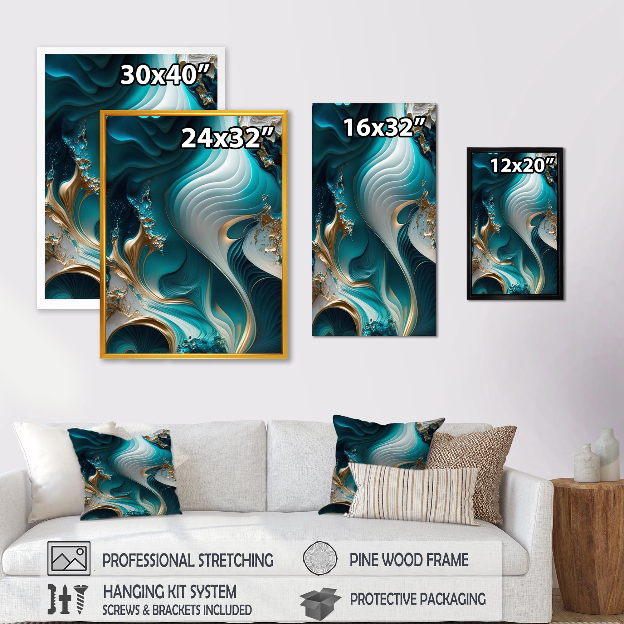 Designart Abstract Geode Turquoise II Canvas Wall Art