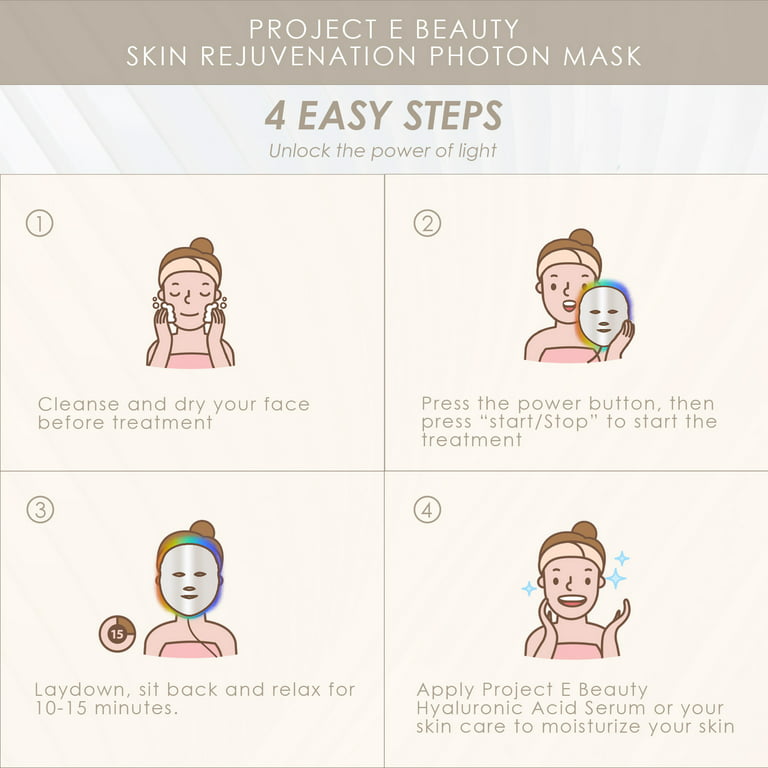 Project E Beauty Rejuvenation Photon Mask, 7 LED Colors for Anti-Aging & Anti-Acne - Walmart.com