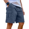 thumbnail image 2 of Trgacdwlo Mens Shorts Cargo Multi Pockets Elastic Waist Mens Athletic Shorts Outdoor Fishing Summer Quick Dry Mens Shorts Casual Dark Blue M, 2 of 3