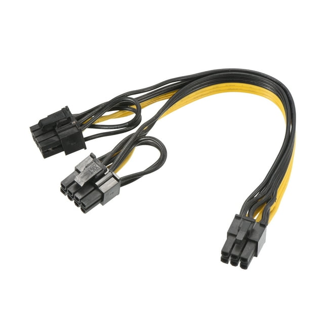 Uxcell 6 Pin a 2 x PCIe 8 Pin (62) Adaptador de alimentación macho PCI Express Cable divisor de 220 mm para tarjeta gráfica