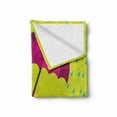 thumbnail image 2 of Rain Soft Flannel Fleece Throw Blanket, Little Girl Holding Umbrella Standing Under Raindrops Sketch, Cozy Plush for Indoor and Outdoor Use, 50" x 60", Yellow Green Magenta, by Ambesonne, 2 of 6