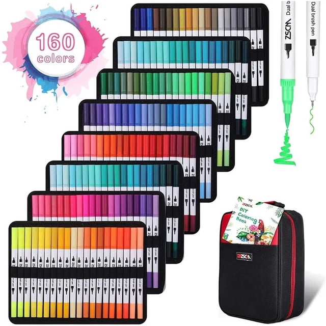 ZSCM-rotuladores artísticos con punta de pincel fino, 72 colores, para colorear huevos de Pascua, libros para colorear para adultos