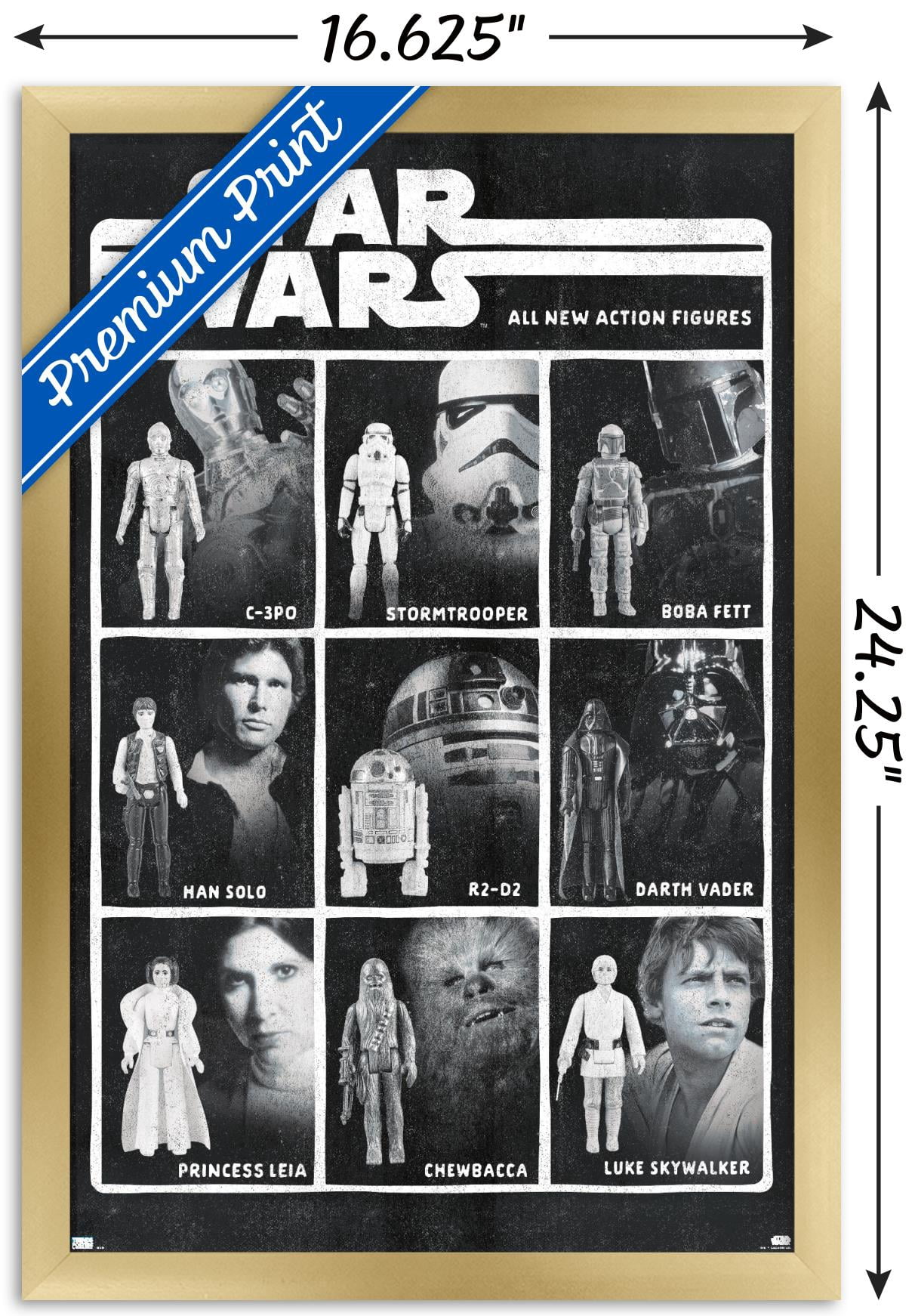 Star Wars: Saga - Action Figures Wall Poster, 14.725" x 22.375", Framed