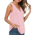 thumbnail image 4 of MSJUHEG Sleeveless Tops for Women Tank Top for Women Camisole Tops for Women Tank Tops Womens Tops Women's Short Sleeved Solid Color V Neck Vest Polyester Spandex 1PC Top Pink 2Xl, 4 of 8