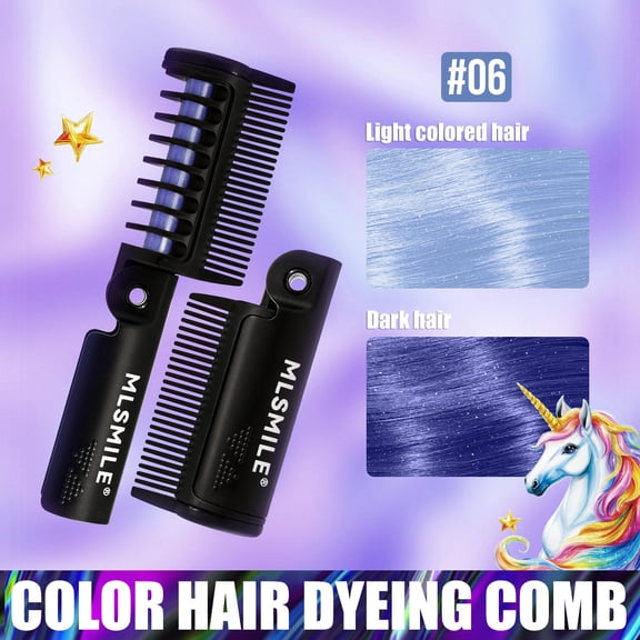 Colorful Disposable Hair Coloring Hair Comb Folding 12 Color Temporary Hair Coloring Comb 4.2g