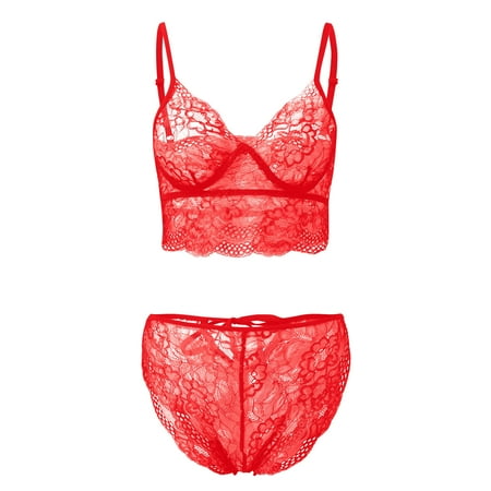 

Pedort Womens Lingerie Women Lingerie Set 2 Piece Bra and Panty Sets(Red 3XL)
