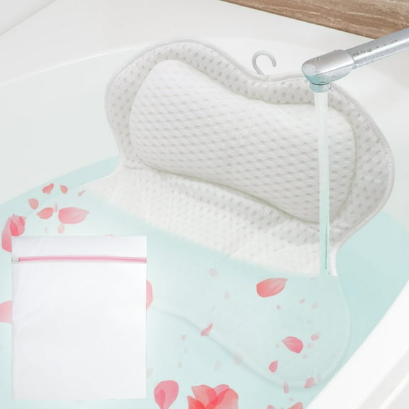 VEGCOO Ergonomic Luxury Bathtub Pillow with Head, Neck, Shoulder and Back Support, 4D Bathtub Pillow with 6 Strong Suction Cups and Laundry Bag, Suitable for All Bathtubs, Suitable for Men and Women