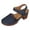 Blue, variant on Women's Low Block Chunky Sandals Flowers Hollow out Comfortable Close Toe Ankle Strap Party Dress Pumps Strappy Buckle Heeled Shoes Blue Size 9