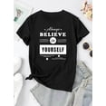 thumbnail image 4 of Creative English Graphic Print Women'S Fashion Trendy Round Neck Short Sleeve, Simple Casual Sports T-Shirt, Comfortable Summer Top for Women During Holidays., 4 of 8