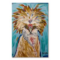 Elephant Stock Chicken Lola Polish Chicken Wall Art - Vertical Canvas Wall Art - Living Room Wall Decor - Animal Canvas - Teal And Orange Decor By Hippie Hound Studios - 26" x 39"