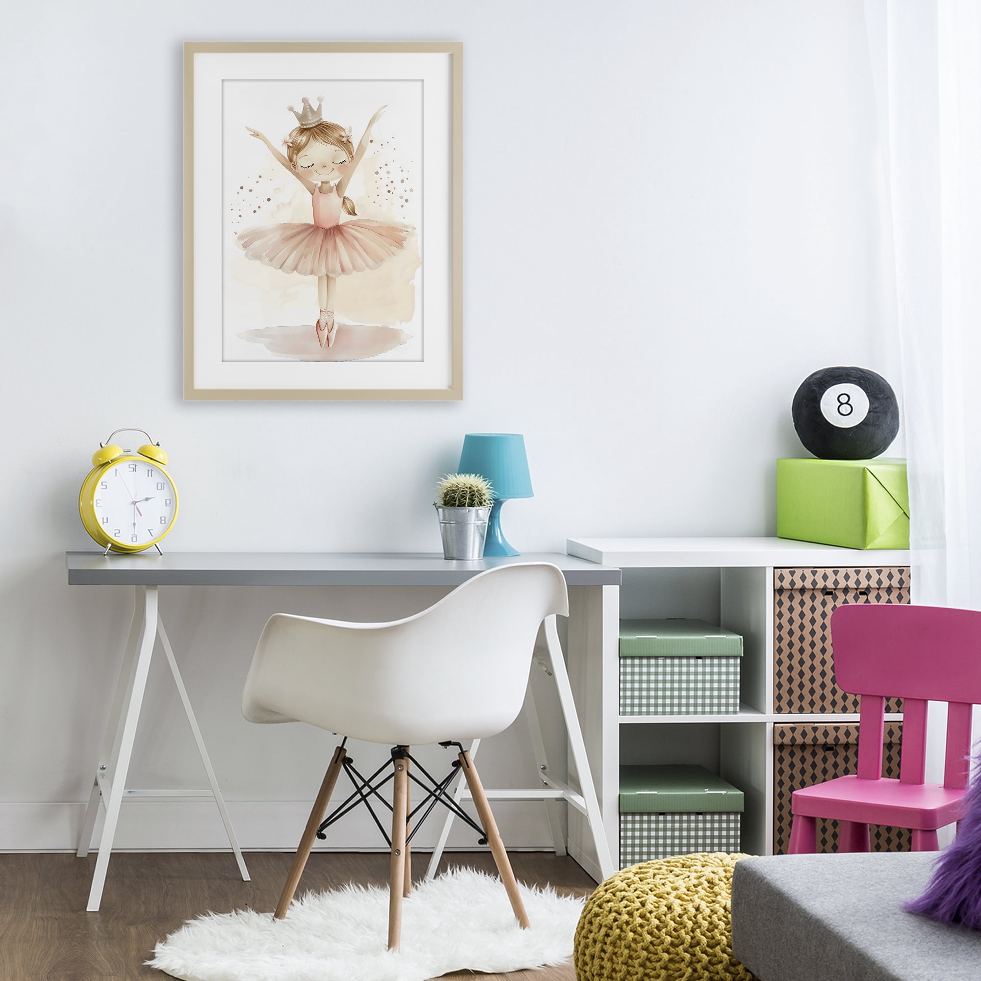 Stupell Industries Crowned Ballerina with Flowers Birch Framed Print Under Glass, design by Creative Studio
