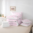 thumbnail image 6 of Homewish Cute Rabbit 7-Piece Bedding Comforter Set,Kawaii Animal King Bedding Sets,Pink White Bed Sheets For Girls Teens,Breathable Home Decor Reversible, 6 of 8