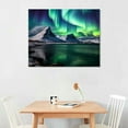 thumbnail image 2 of COMIO Northern Canvas Print Green Picture - Aurora Borealis Canvas Wall Art Painting for Living Room Snowy-Mountains-Landscape Poster Picture Wooden Framed Prints Ready to Hang, 2 of 4