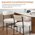 thumbnail image 4 of Boucle Upholstered Dining Chairs with Curved Backrest & Metal Legs Set of 2, Beige, 4 of 6