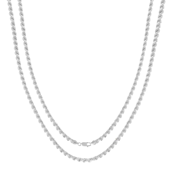 Sterling Silver and Gold Plated Rope Chain Necklaces and Bracelets - 3.40MM Thick - 26 Inches